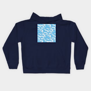 The Great Wave of Kanagawa. Blue Wave Patterns Kids Hoodie